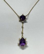EARLY 20TH CENTURY GOLD PEARL & AMETHYST SET PENDANT,