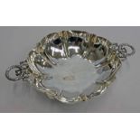 SILVER 2-HANDLED SHAPED DISH WITH LAUREL LEAF HANDLES, LONDON 1920 - 10.