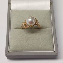 18K GOLD PEARL & SEED PEARL SET RING - 2.