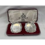 CASED PAIR GEORGE VI SILVER CORONATION PIN DISHES,