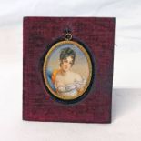 MANNER OF FRANCOIS GERARD JULIETTE RECANIER UNSIGNED FRAMED PORTRAIT MINIATURE 5.6 X 4.