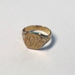 9CT GOLD INTAGLIO SEAL RING - RING SIZE W, 7.