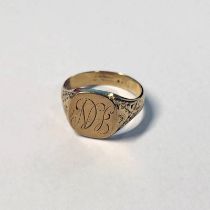9CT GOLD INTAGLIO SEAL RING - RING SIZE W, 7.