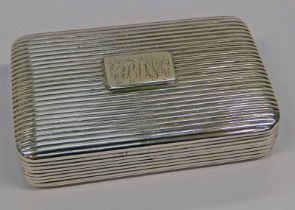 GEORGE III SILVER SNUFF BOX WITH RIBBED DECORATION & GILT INTERIOR BY THOMAS WILLMORE,
