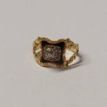 GEORGE IV 18CT GOLD & ENAMEL DIAMOND SET RING,