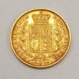VICTORIAN 1870 YOUNG HEAD SHIELD BACK SOVEREIGN
