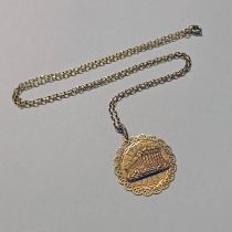 GOLD PARTHENON PENDANT ON A GOLD CHAIN - 9.