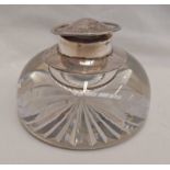 SILVER MOUNTED HEAVY GLASS INKWELL BY WILLIAM COMYNS,