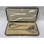 LATE VICTORIAN SILVER GILT GOTHIC STYLE SPOONS WITH SCROLL HANDLES BY BREWIS & CO LONDON 1889/90 IN