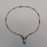 WHITE & YELLOW 9CT GOLD NECKLACE MARKED 375 - 44 CMS,