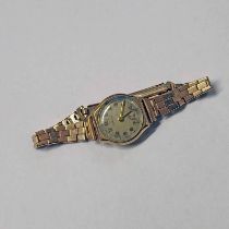 9CT GOLD WRISTWATCH ON 9CT GOLD BRACELET, TOTAL WEIGHT 18.