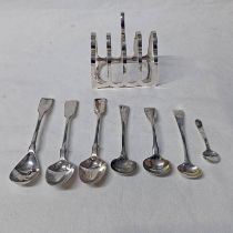 VARIOUS SILVER CONDIMENT SPOONS,