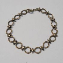 9CT GOLD FANCY LINK BRACELET - 11.