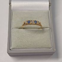 18CT GOLD SAPPHIRE & DIAMOND SET RING - 2.