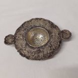 DUTCH SILVER TEASTRAINER WITH FIGURAL EMBOSSED DECORATION - 3.