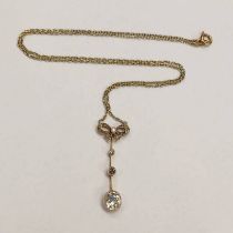 EARLY 20TH CENTURY DIAMOND SET PENDANT NECKLACE, A CUSHION SHAPED DIAMOND OF APPROX 1.