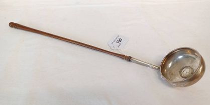 19TH CENTURY TODDY LADLE WITH 1816 SIX PENCE TO CENTRE