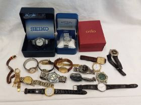 GOOD SELECTION WRIST WATCHES INCLUDING SEIKO, ROTARY ACCURIST, TISSOT,
