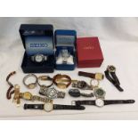 GOOD SELECTION WRIST WATCHES INCLUDING SEIKO, ROTARY ACCURIST, TISSOT,