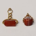 GOLD AGATE SWIVEL FOB & GOLD SNAKE ENTWINED INTAGLIO SWIVEL FOB INSCRIBED WITH DAYS OF THE WEEK