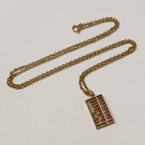 9CT GOLD ABACUS PENDANT ON A 9CT GOLD CHAIN NECKLACE - 7.0G, PENDANT 2.