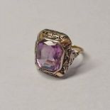 AMETHYST SET RING MARKED 18 - 5.