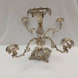 LARGE OLD SHEFFIELD PLATED EPERGNE TABLE CENTRE WITH CENTRE COLUMN,