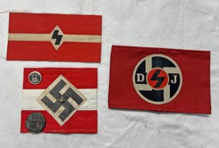 THREE WW2 STYLE GERMAN STYLE ARMBANDS