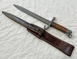 NCO'S M1895 KNIFE BAYONET BY C E WG WITH 25CM LONG BLADE, HOOKED QUILLION, PRESS STUD,
