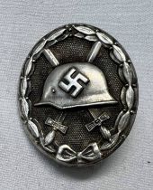 GERMAN WW2 SILVER GRADE WOUND BADGE MARKED 30 TO REAR