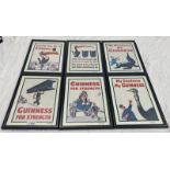 5 FRAMED GUINESS POSTERS, SERIES COMMISSIONED BY JOHN BLACKMORE AND ALL SIGNED BY JOHN GILROY,