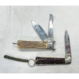 TWO WHITBY FOLDING POCKET KNIVES ONE WITH BLADE AND SAW -2-