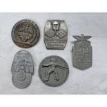 GERMAN THIRD REICH STYLE TINNIES ETC TO INCLUDE GERMAN WHW BADGE GAU HAMBURG,