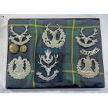CAP BADGES TO INCLUDE GORDON HIGHLANDERS, CAMERONS, & THE SEAFORTH HIGHLANDERS,