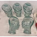 5 GLASS HEADS / HEAD WEAR DISPLAY STANDS