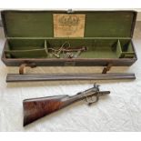 13-BORE DOUBLE BARRELLED PIN FIRE SPORTING GUN BY BEATTIE WITH 75.