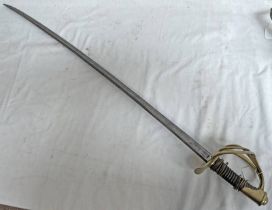 FRENCH OFFICERS SWORD WITH 97CM LONG BLADE MARKED TO SPINE WITH ITS BRASS HILT Condition