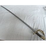 FRENCH OFFICERS SWORD WITH 97CM LONG BLADE MARKED TO SPINE WITH ITS BRASS HILT Condition