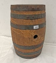 OAK WHISKY / SPIRIT BARREL WITH METAL RINGS 43 CM TALL