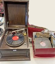 COLUMBIA GRAFONOLA GRAMOPHONE PLAYER RETAILED BY BARR COCHRANE MUSIC SELLER ELGIN WITH A SELECTION