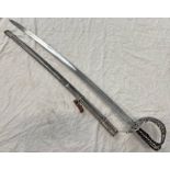 M1845 CAVALRY OFFICERS SABRE BY JOSEPH KRAMMER WITH 87 CM LONG, SHORTENED BLADE,