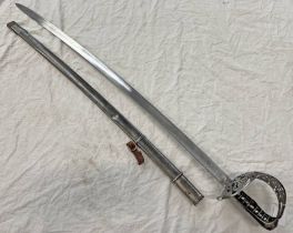 M1845 CAVALRY OFFICERS SABRE BY JOSEPH KRAMMER WITH 87 CM LONG, SHORTENED BLADE,