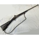 19TH CENTURY PERCUSSION MUSKET WITH 84CM LONG STEEL BARREL,