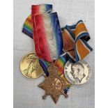 WW1 MEDAL TRIO WITH 1914-15 STAR AWARDED TO 49016 DVR: A CORNELL RFA,