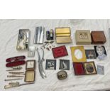 VARIOUS EMPHERMERA TO INCLUDE ROLLED GOLD PENCILS, MULTI TOOL, CARD CASES,