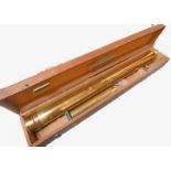 LATE 19TH CENTURY LACQUERED BRASS ASTRONOMICAL TELESCOPE IN WOODEN BOX Condition Report: