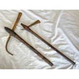 TWO AFRICAN TRIBAL AXES WITH HARDWOOD SHAFTS AND METAL HEADS -2-