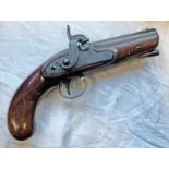 32 BORE PERCUSSION TRAVELLING PISTOL SIGNED SMYTHE DAVYS LONDON, 10.