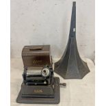 EDISON GEM PHONOGRAPH WITH CASE & HORN Condition Report: Appear to be original but