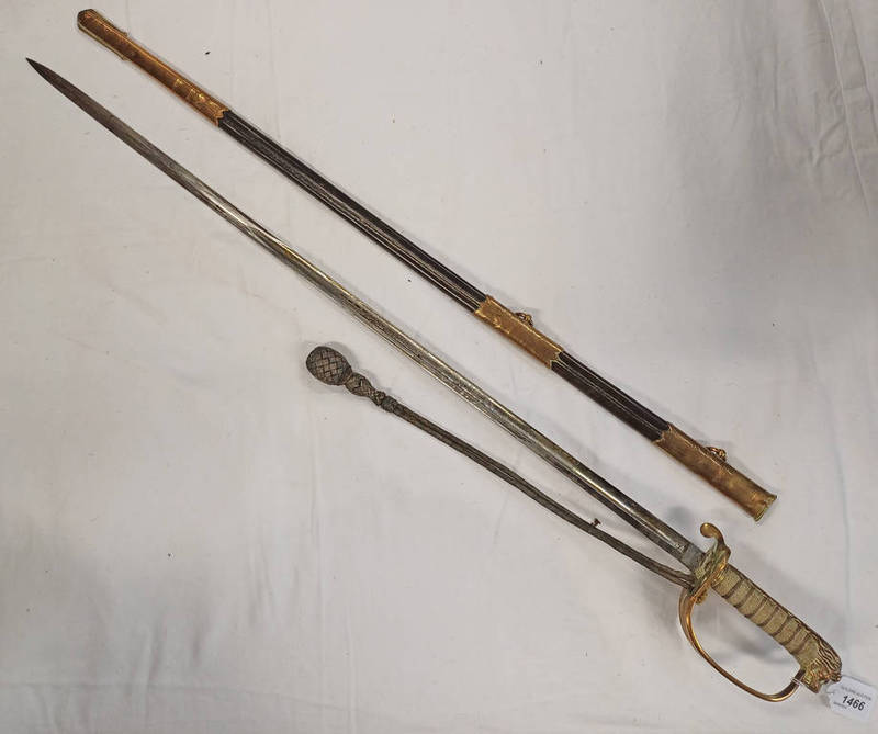 BRITISH OFFICERS VICTORIAN NAVAL SWORD RETAILED BY MATTHEWS AND CO PORTSEA, THE 79.